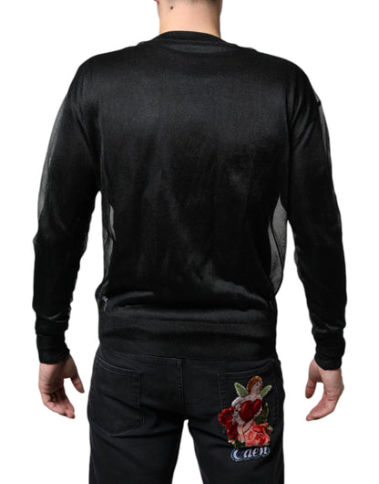  - Black Polyester Pullover Sweatshirt Sweater