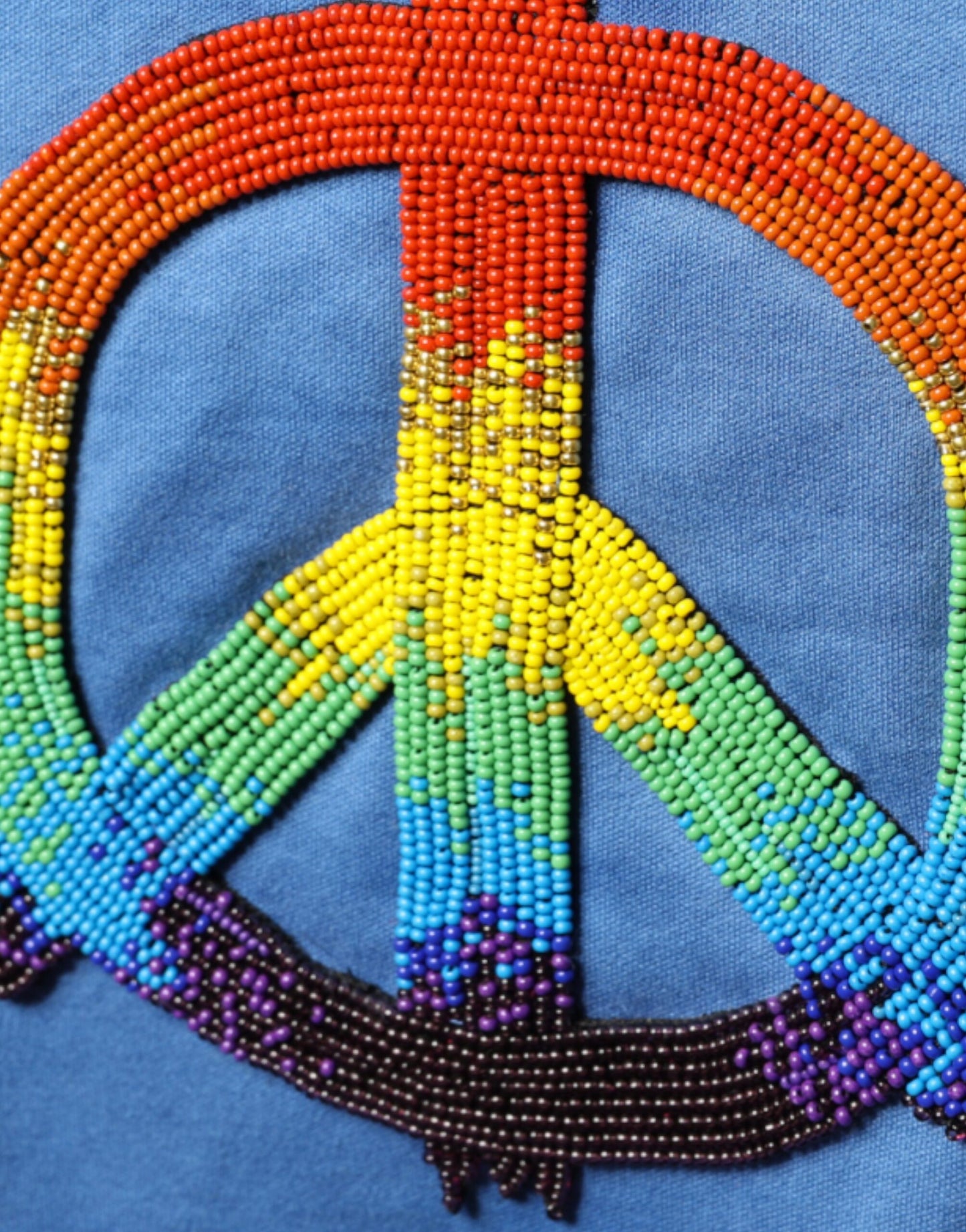  - Blue Tie-Dye Peace Sign Cotton T-shirt