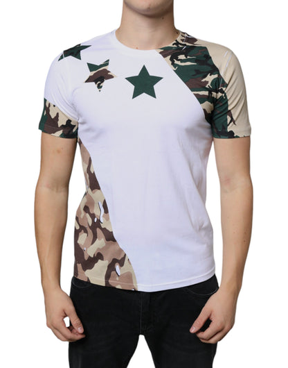  - White Camouflage Stars Crew Neck T-shirt