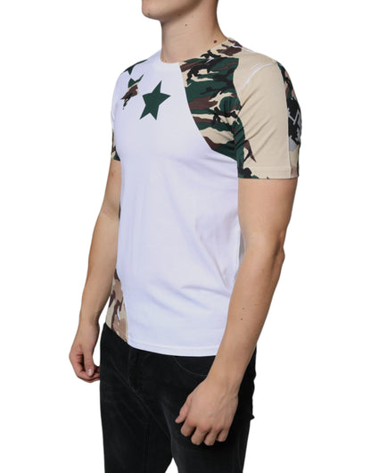  - White Camouflage Stars Crew Neck T-shirt