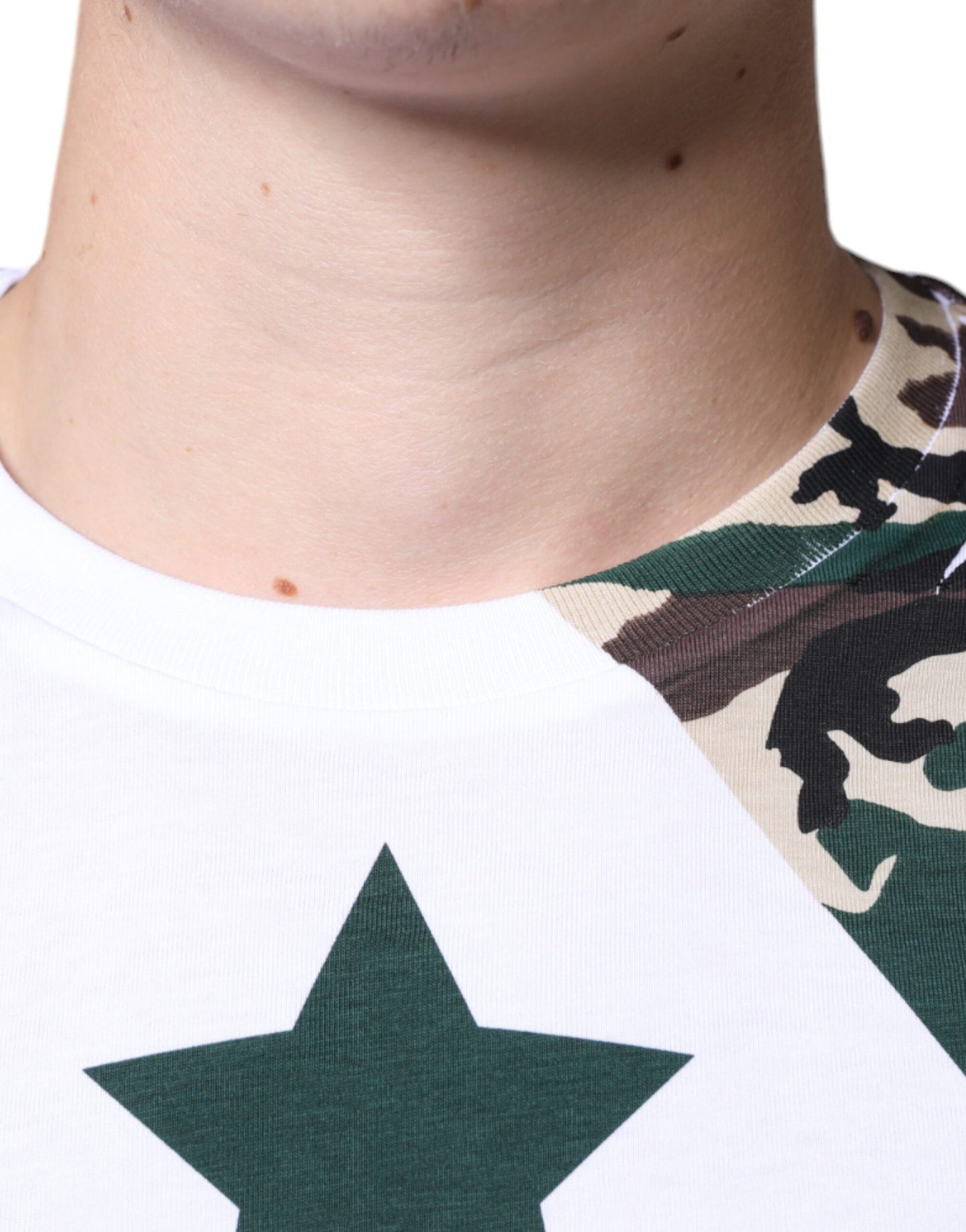  - White Camouflage Stars Crew Neck T-shirt