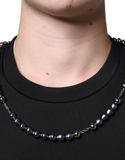  - Black Polyester Necklace Embellished T-shirt