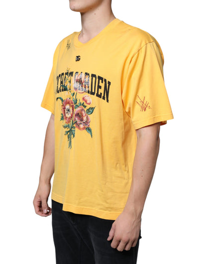 Yellow Secret Graden Floral Cotton Crew Neck T-shirt - The Luxe Alliance