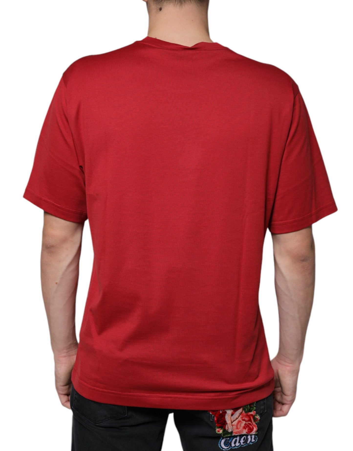 Red Cotton DG Logo Print Crew Neck T-shirt - The Luxe Alliance