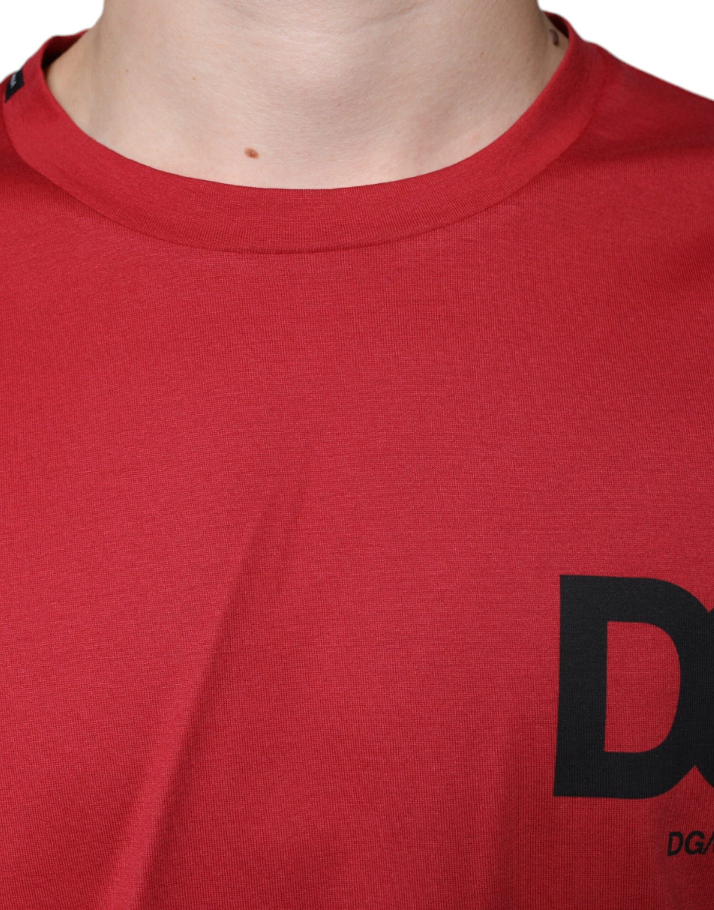 Red Cotton DG Logo Print Crew Neck T-shirt - The Luxe Alliance