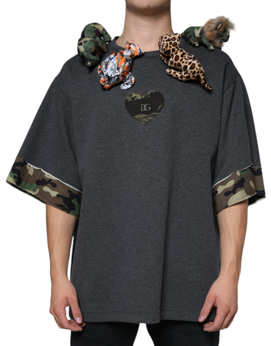 Gray Camouflage Animal Stuff Cotton T-shirt - The Luxe Alliance