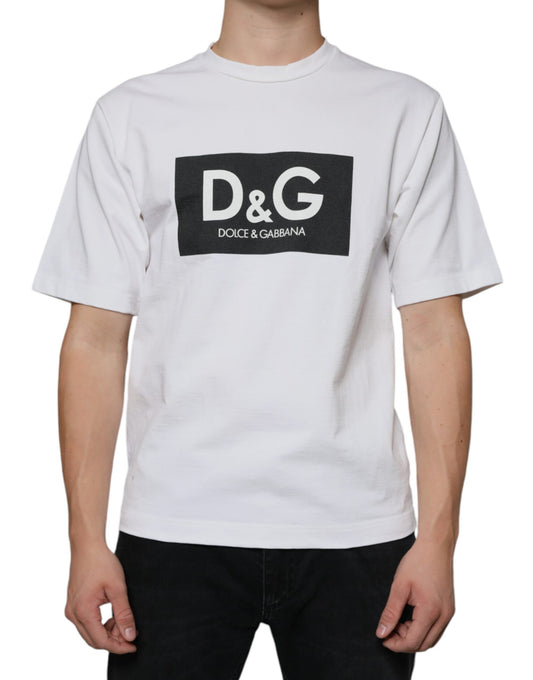  - White Cotton DG Logo Print Casual T-shirt