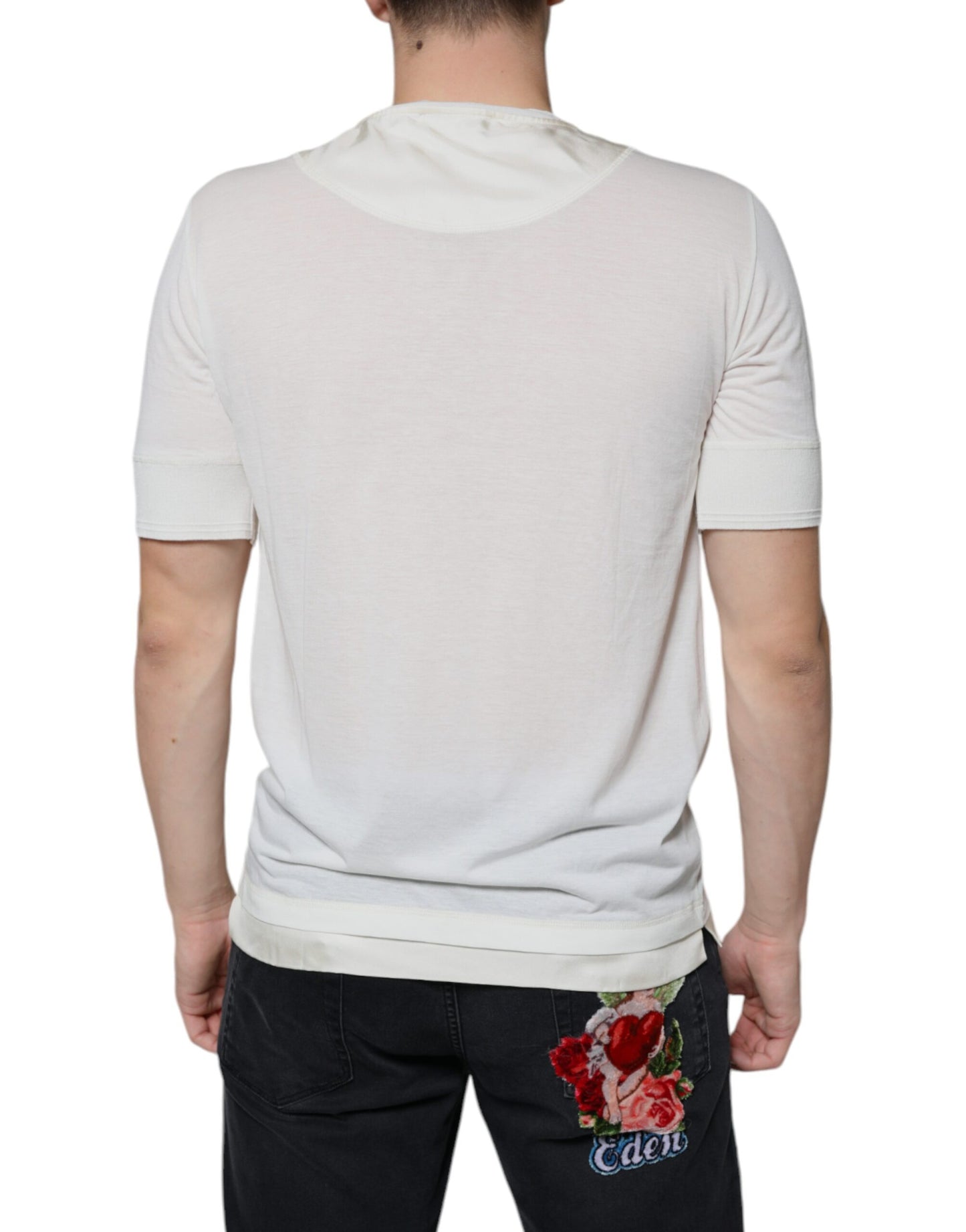  - Off White Cotton Short Sleeves T-shirt