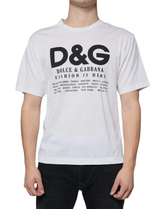  - White Cotton DG Logo Print Casual T-shirt