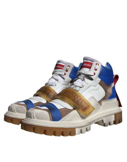 Multicolor Leather Trekking Sneakers Boots Shoes - The Luxe Alliance