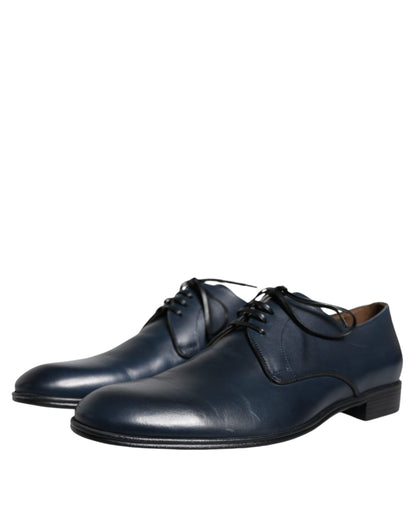  - Navy Blue Leather Derby Dress Formal Shoes