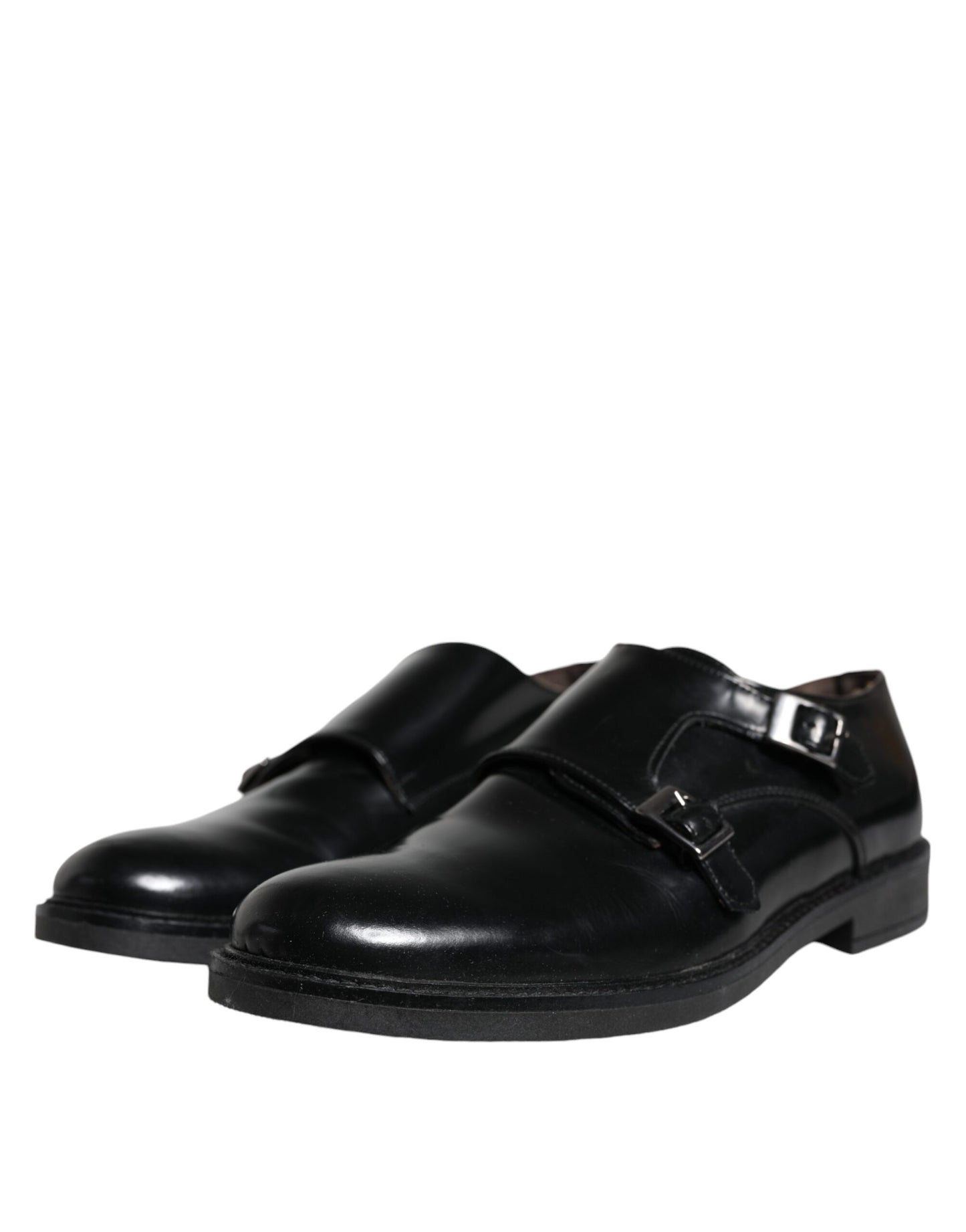  - Black Leather Monk Strap Dress Formal Shoes