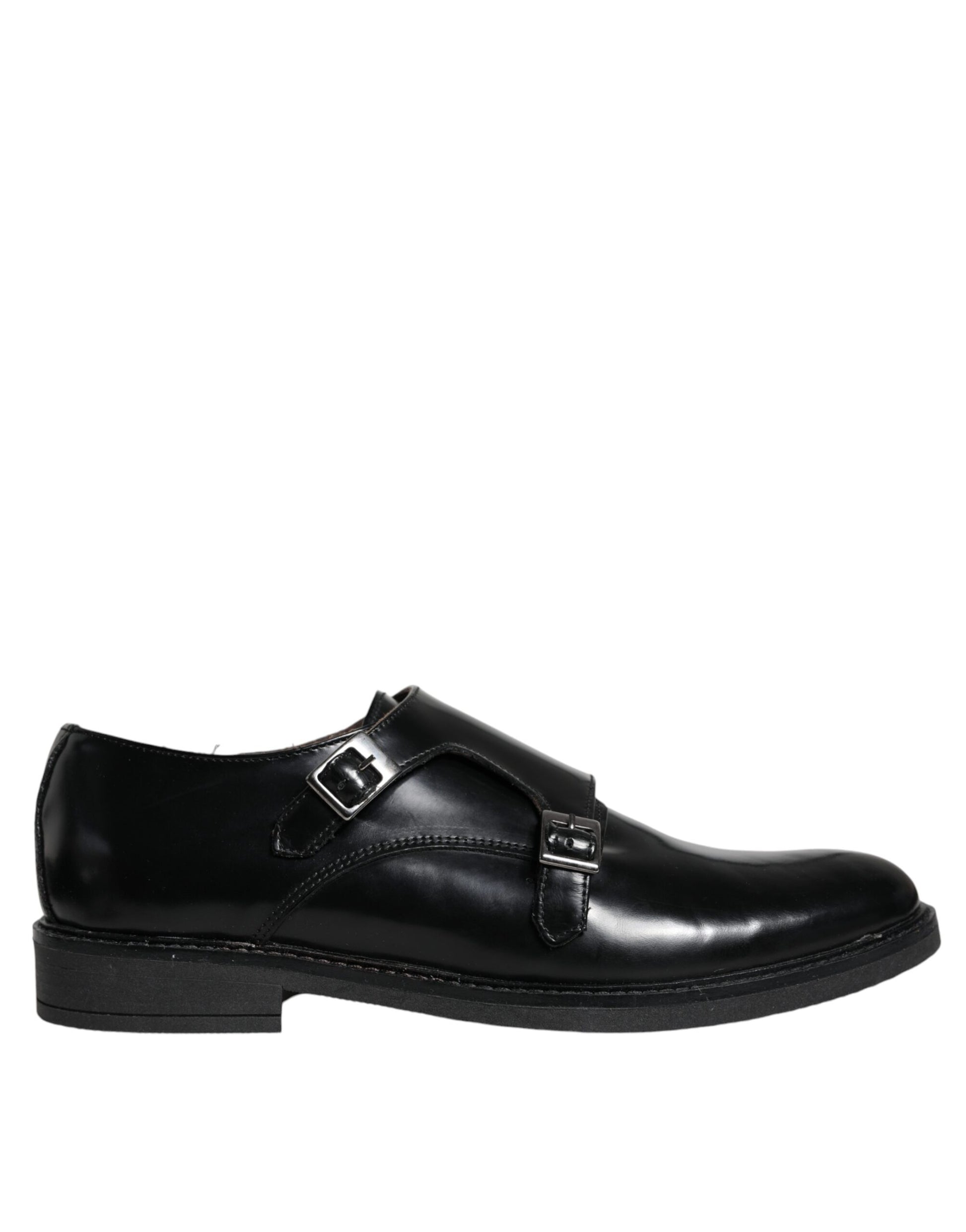 Black Leather Monk Strap Dress Formal Shoes