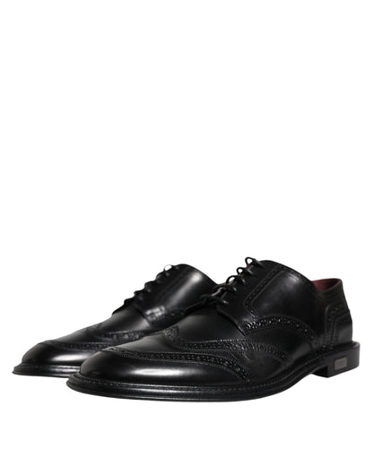  - Black Leather Oxford Wingtip Formal Shoes