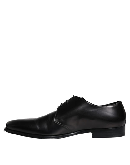  - Black Calfskin Leather Derby Men Dress Shoes