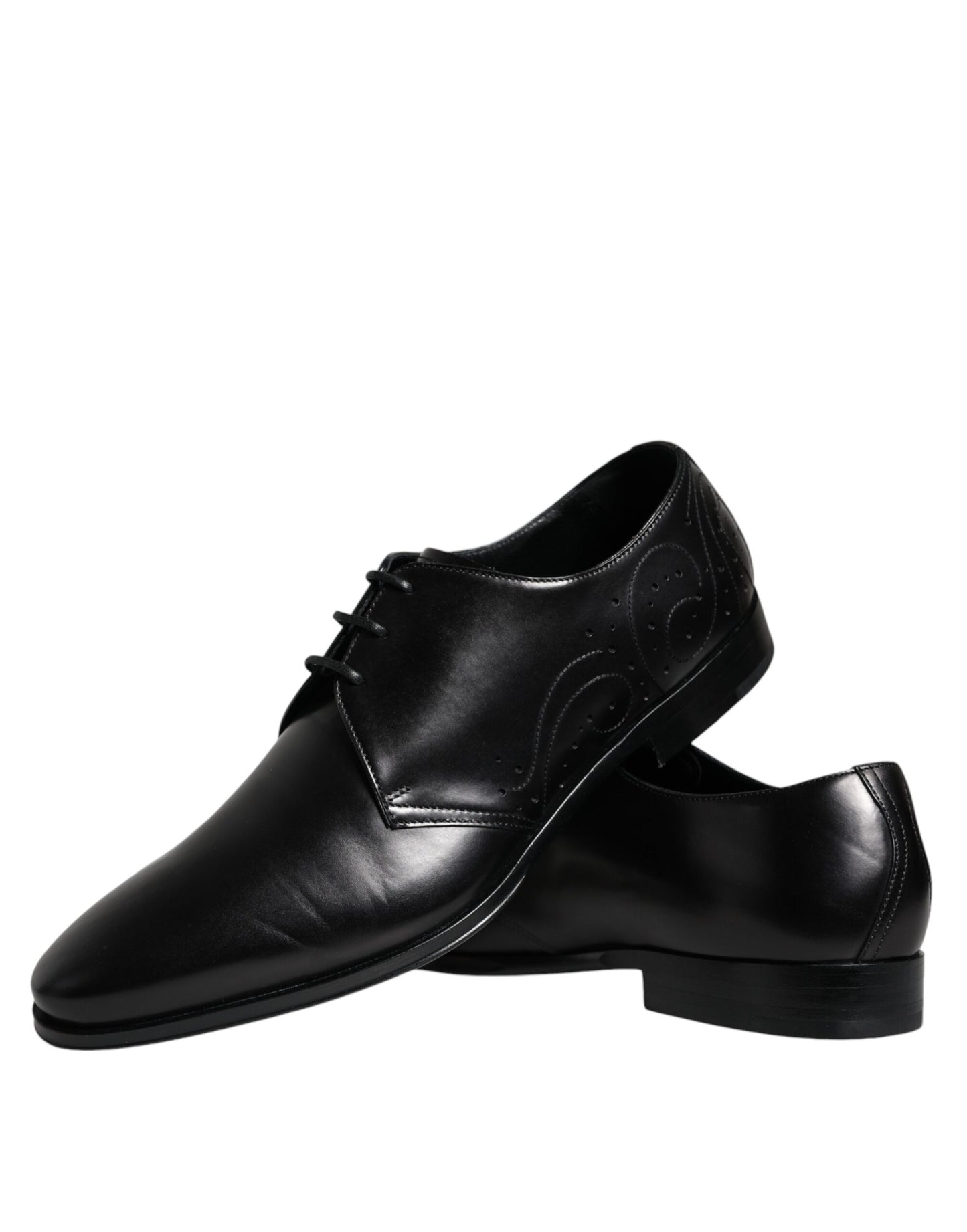  - Black Calfskin Leather Derby Men Dress Shoes