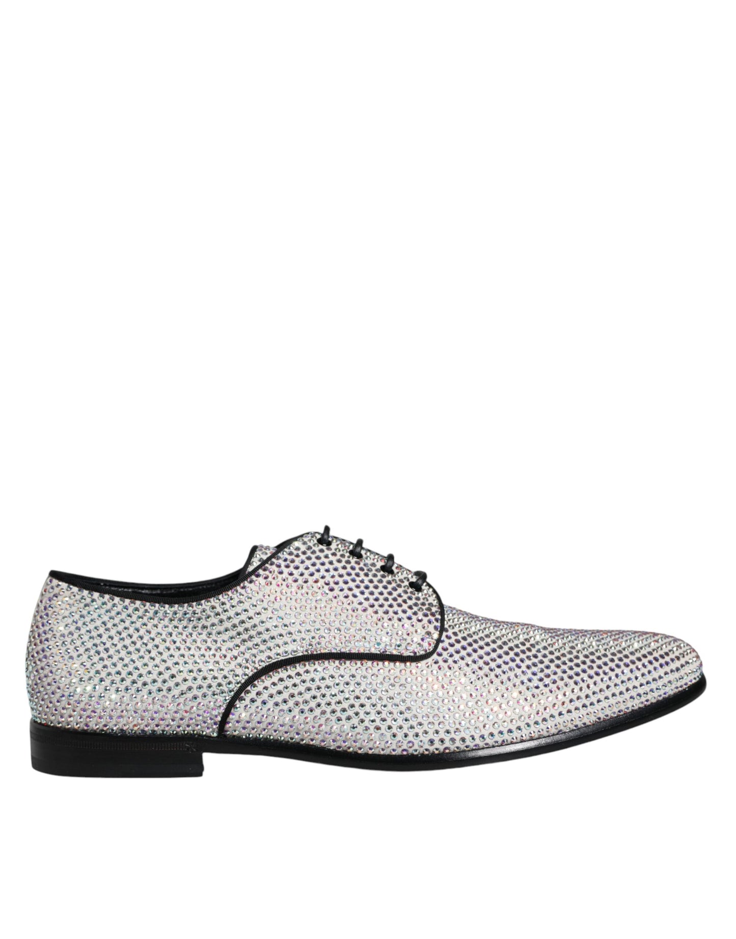  - Silver Leather Rhinestones Derby Dress Shoes