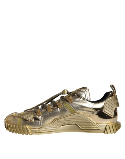 Gold Stretch Lace Up NS1 Sneakers Shoes - The Luxe Alliance