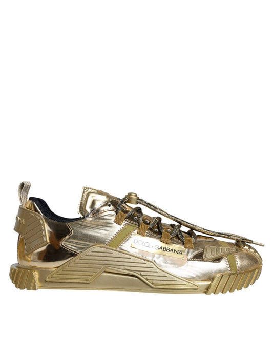 Gold Stretch Lace Up NS1 Sneakers Shoes - The Luxe Alliance