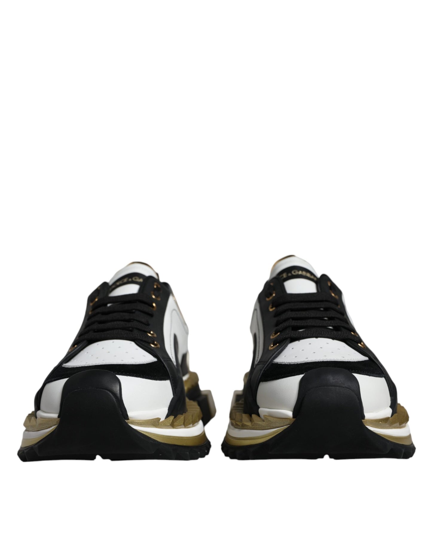 Dolce & Gabbana Men’s Super King Sneakers – White, Gold & Black Leather