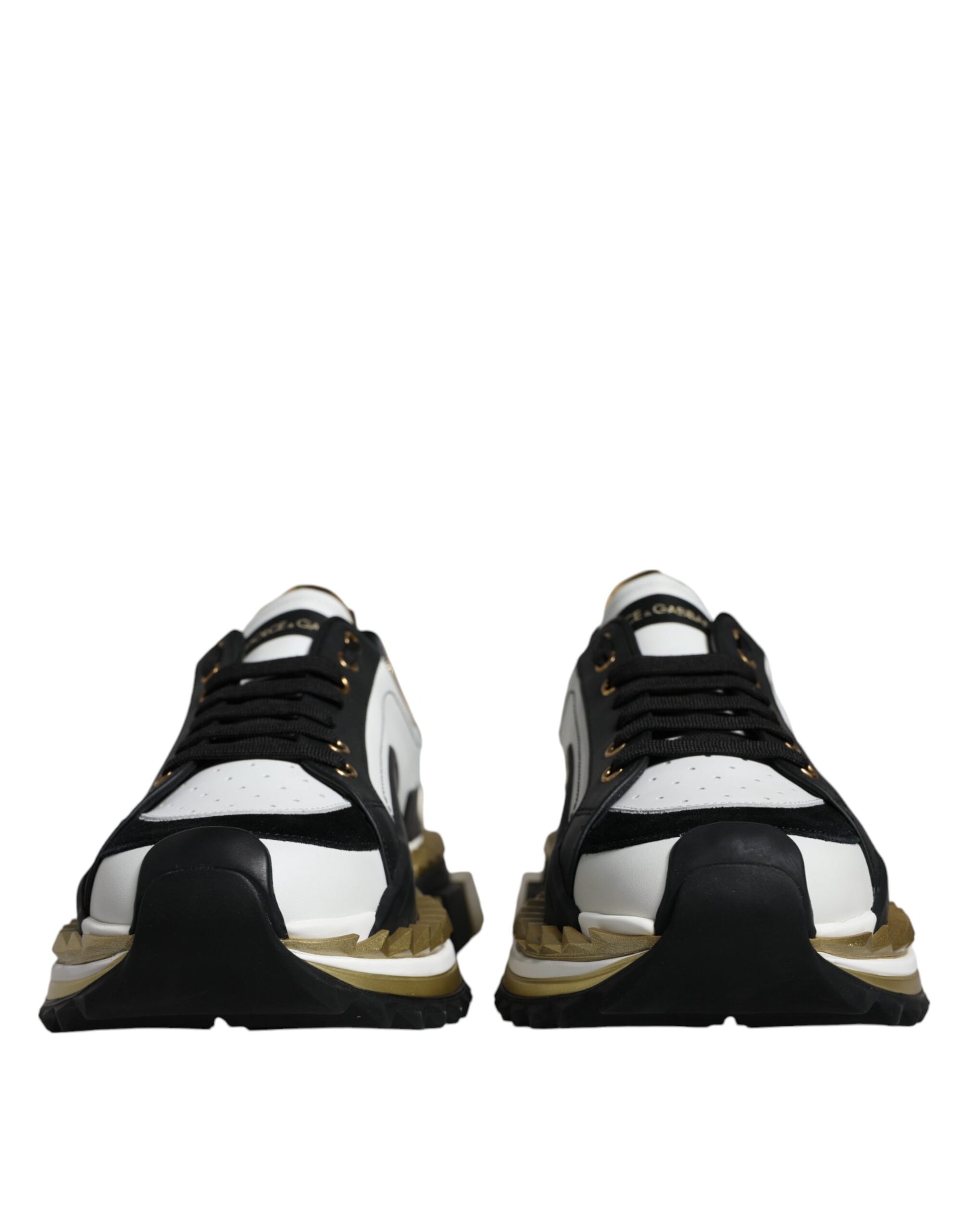 Dolce & Gabbana Men’s Super King Sneakers – White, Gold & Black Leather