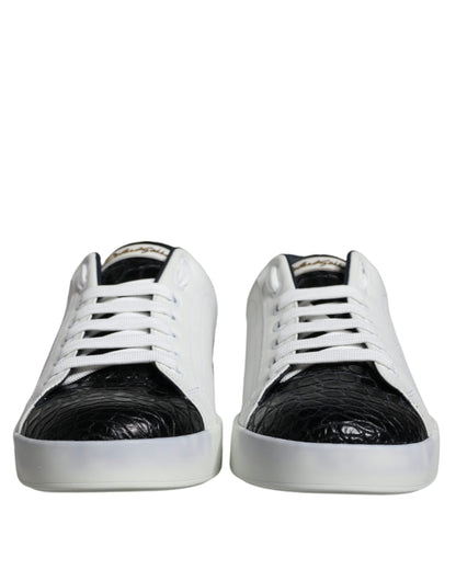  - Black Leather Logo Portofino Sneaker Shoes