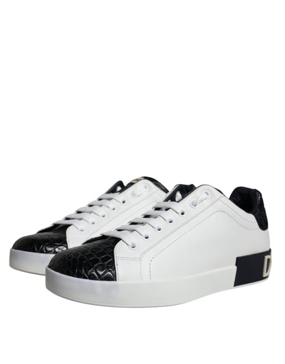  - Black Leather Logo Portofino Sneaker Shoes