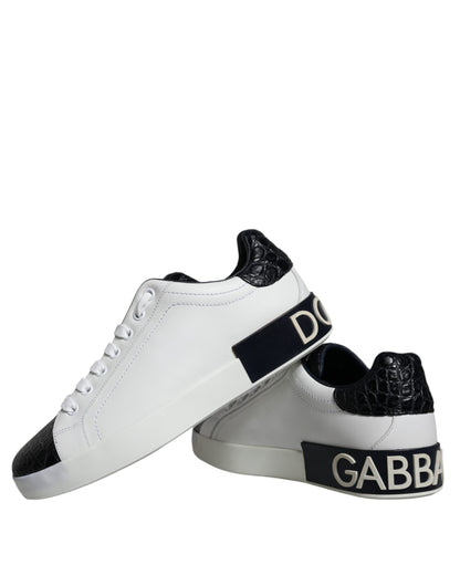  - Black Leather Logo Portofino Sneaker Shoes