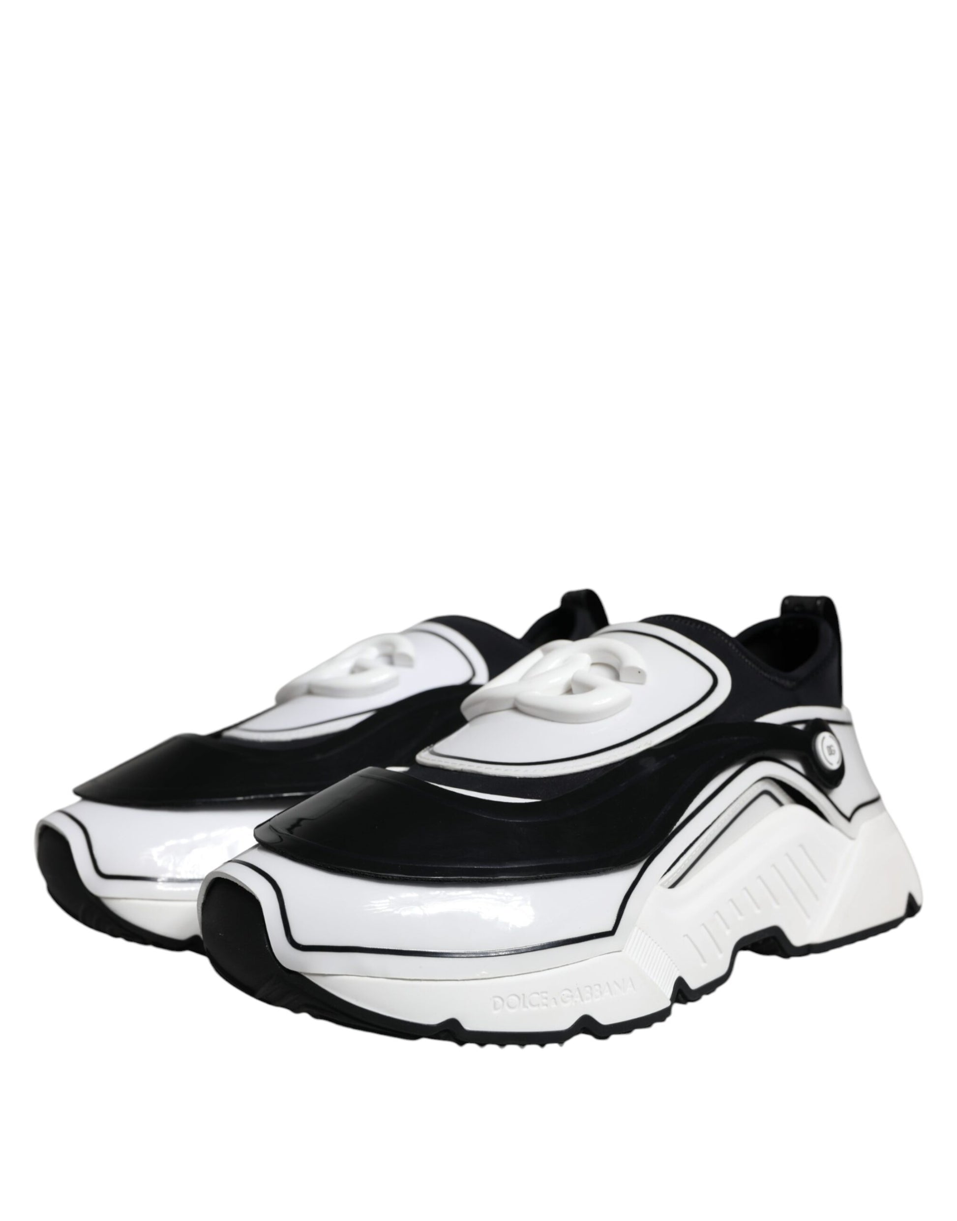 Dolce & Gabbana White Black Logo Plaque Daymaster Sneakers