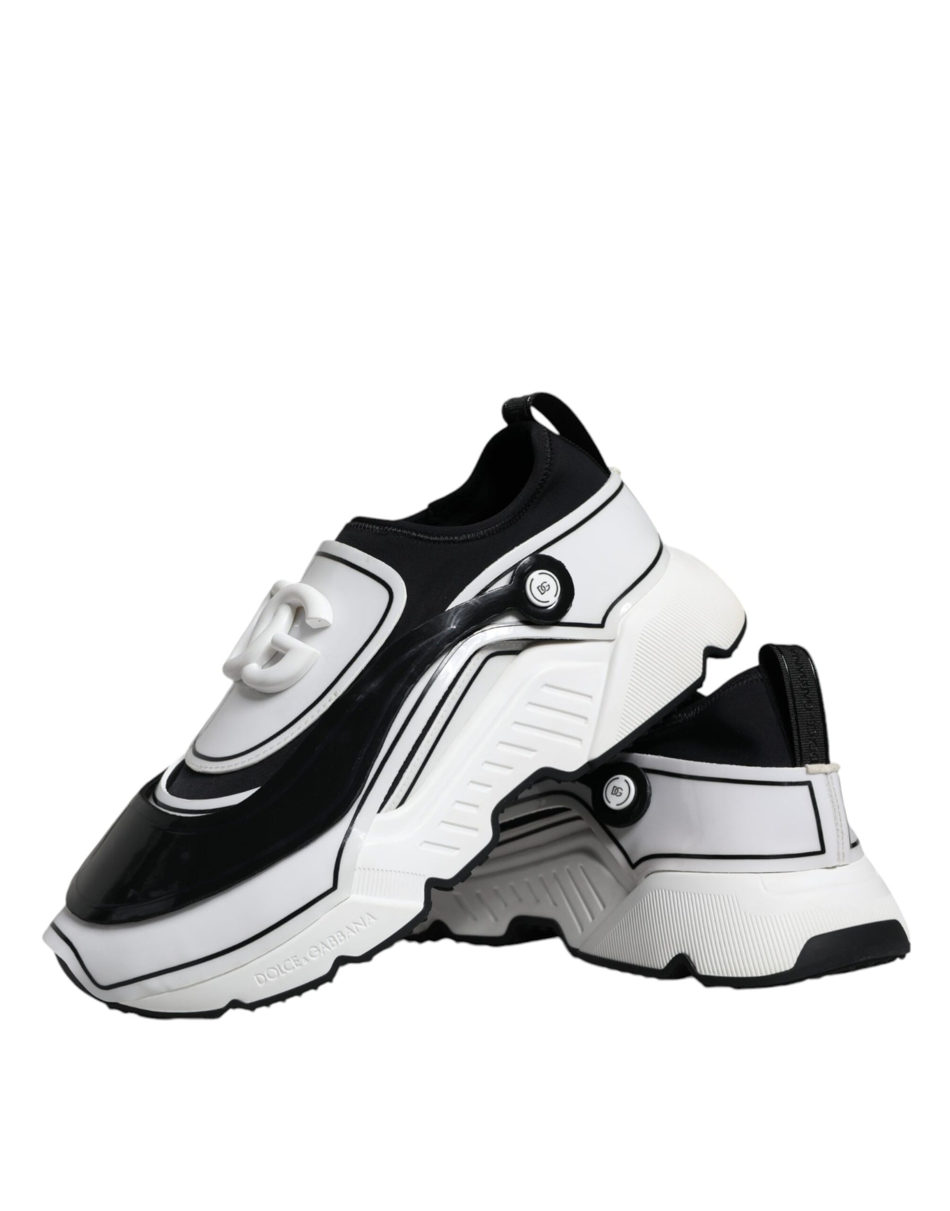 Dolce & Gabbana White Black Logo Plaque Daymaster Sneakers