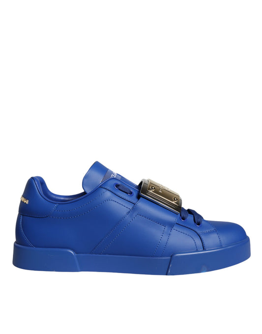 Blue Leather Low Top Portofino Sneakers Shoes - The Luxe Alliance