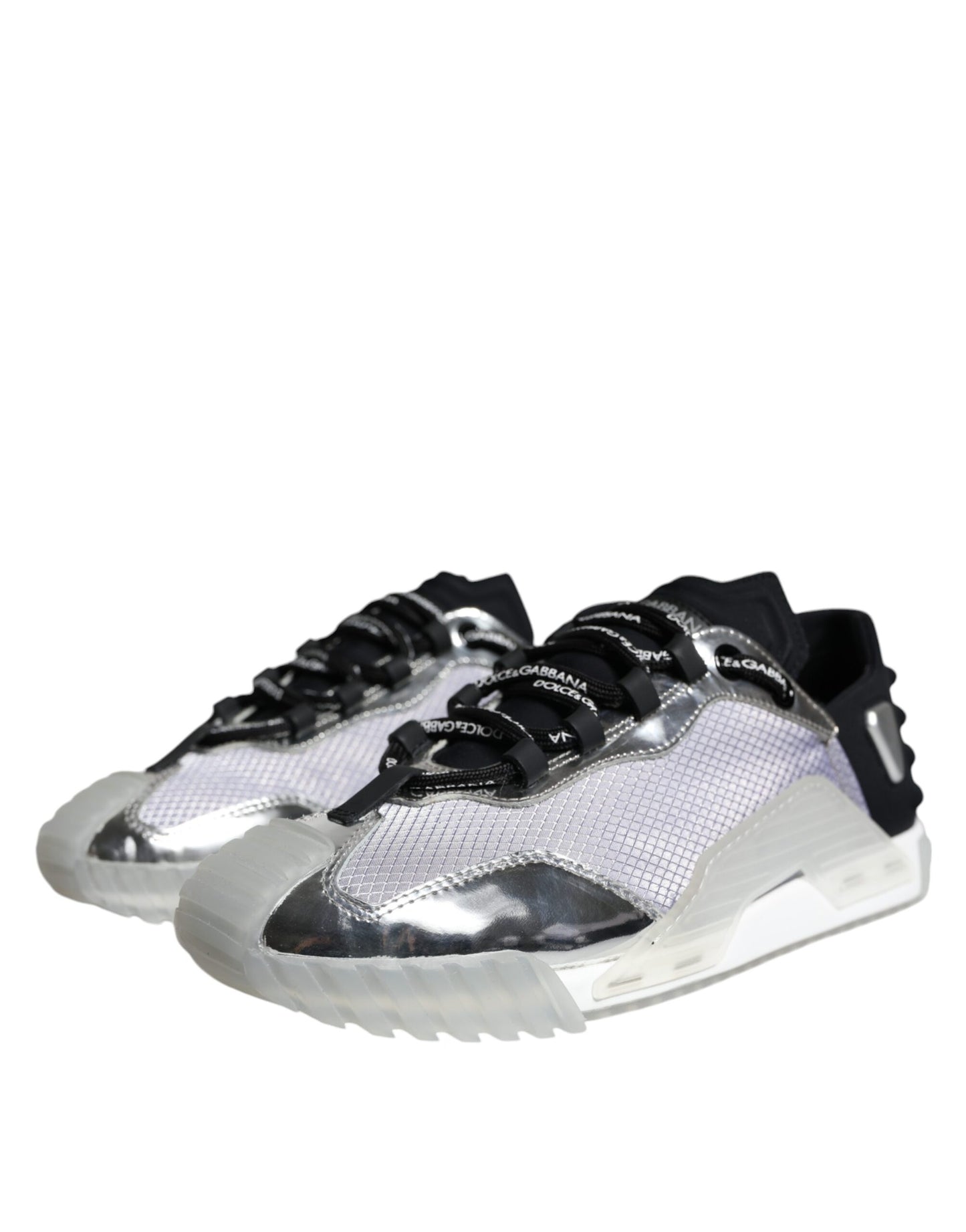 Silver Black Nylon NS1 Low Top Sneakers Shoes - The Luxe Alliance