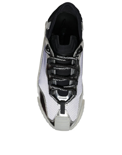 Silver Black Nylon NS1 Low Top Sneakers Shoes - The Luxe Alliance