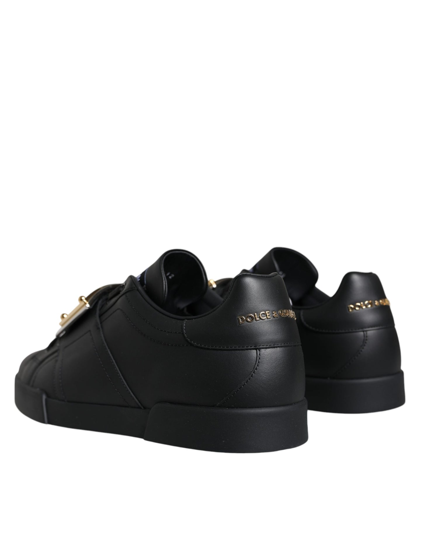 Black Leather Low Top Portofino Sneakers Shoes - The Luxe Alliance