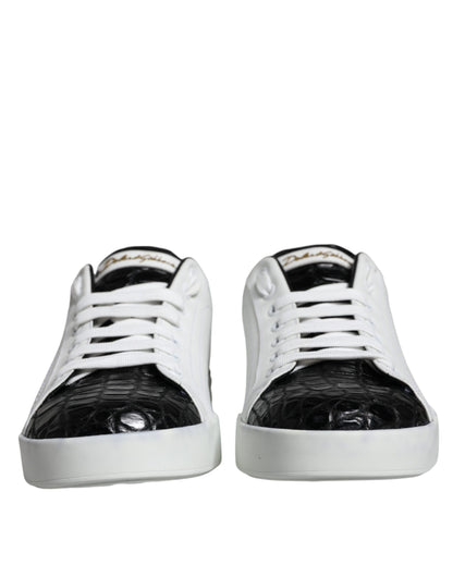 Black Leather Logo Portofino Sneaker Shoes - The Luxe Alliance