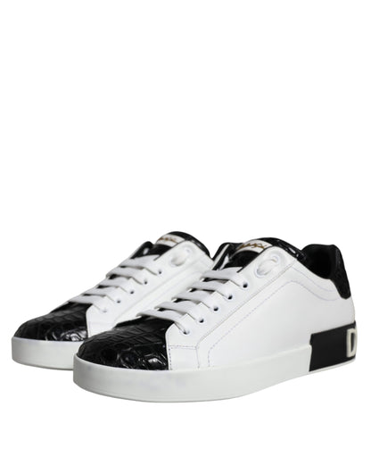 Black Leather Logo Portofino Sneaker Shoes - The Luxe Alliance