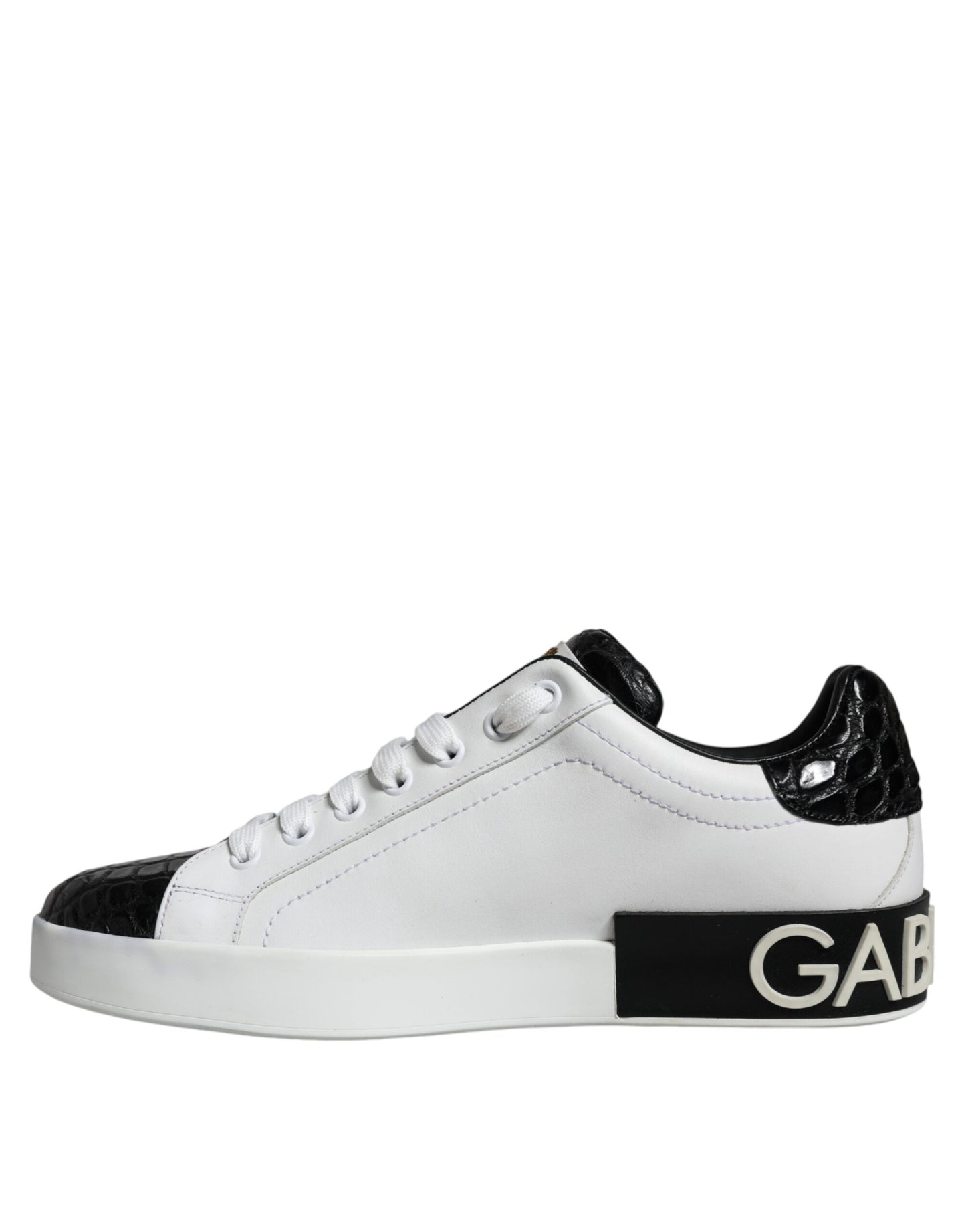 Black Leather Logo Portofino Sneaker Shoes - The Luxe Alliance