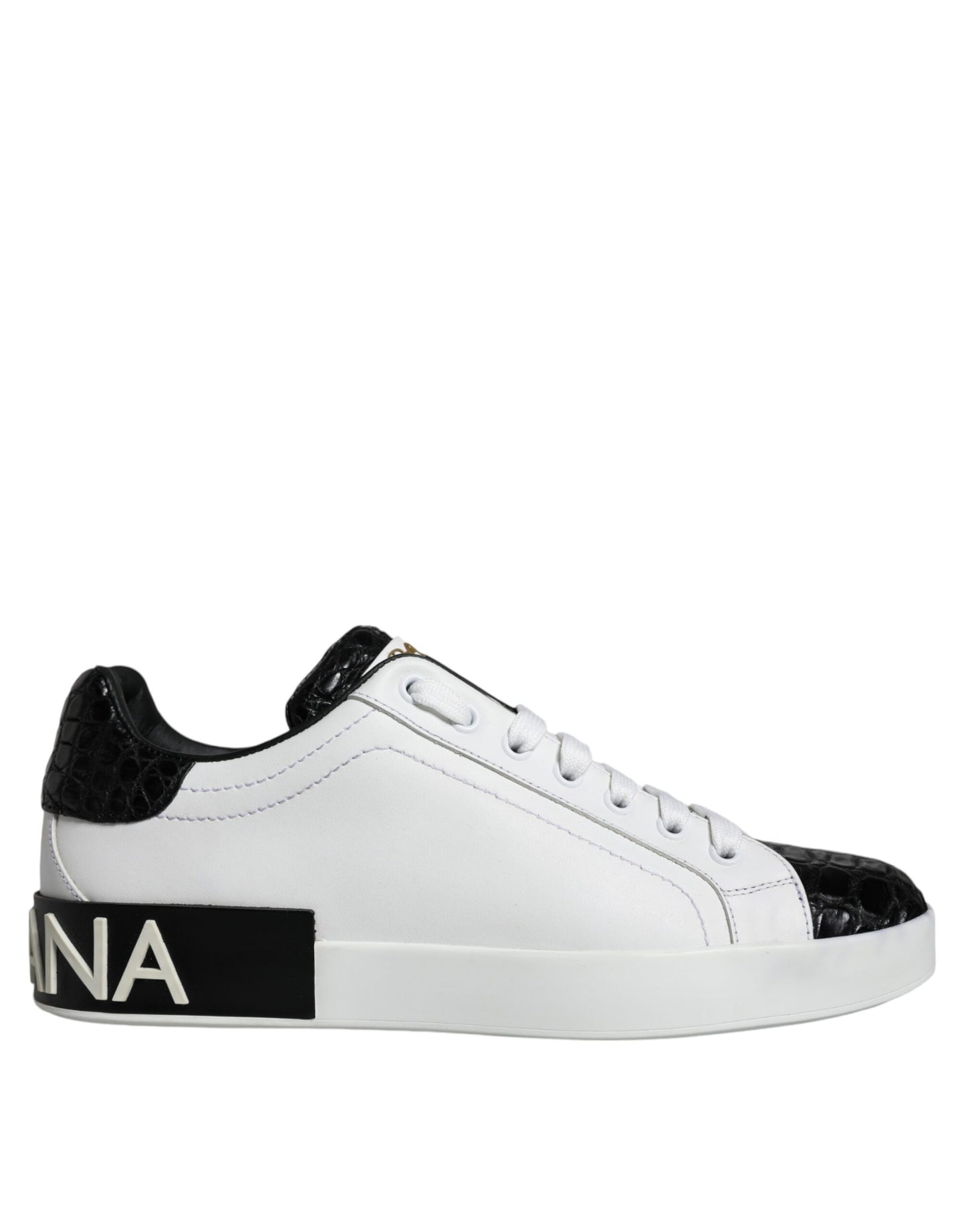 Black Leather Logo Portofino Sneaker Shoes - The Luxe Alliance