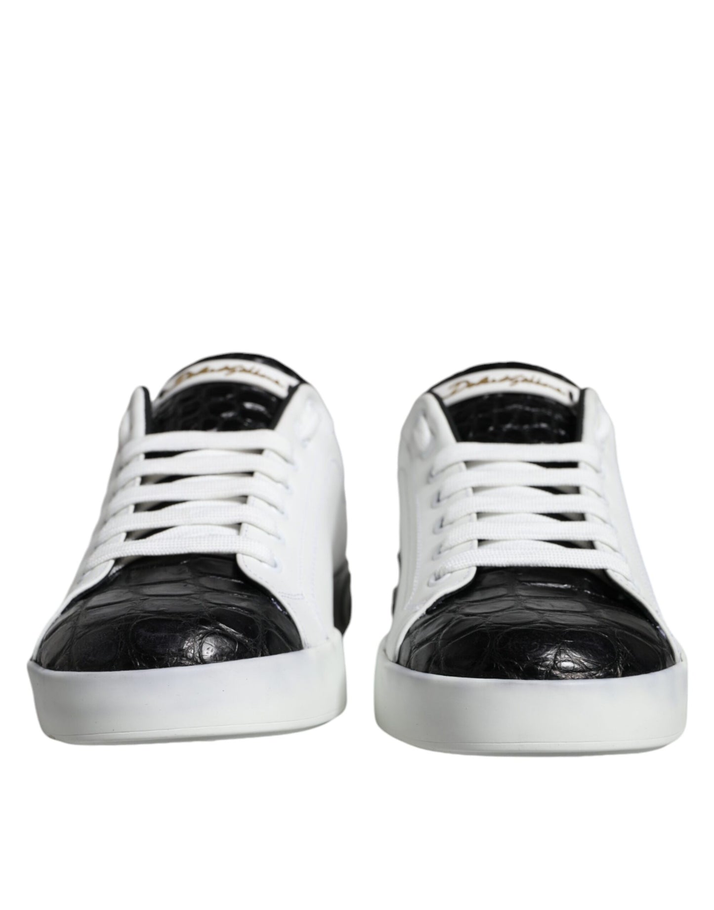 Black Leather Logo Portofino Sneaker Shoes - The Luxe Alliance