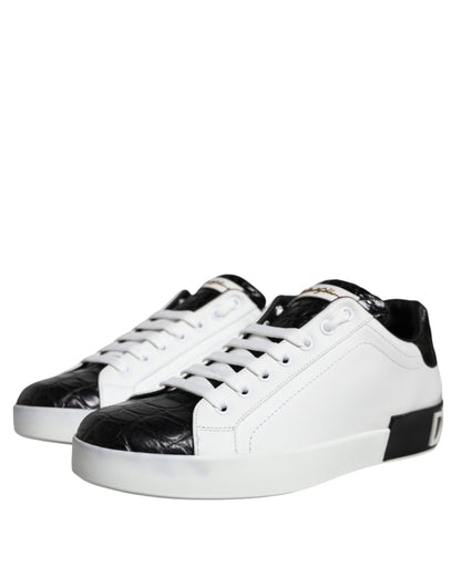 Black Leather Logo Portofino Sneaker Shoes - The Luxe Alliance