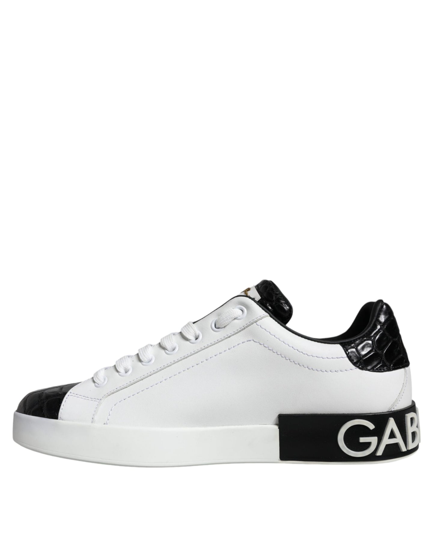 Black Leather Logo Portofino Sneaker Shoes - The Luxe Alliance