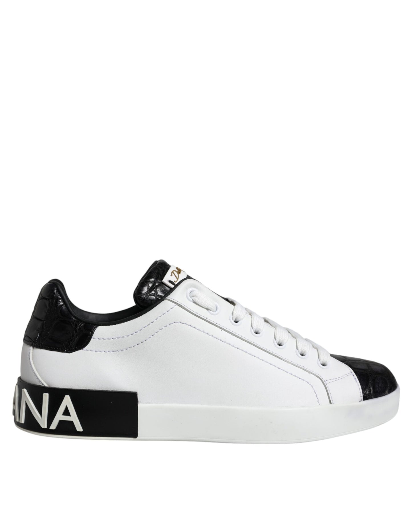 Black Leather Logo Portofino Sneaker Shoes - The Luxe Alliance