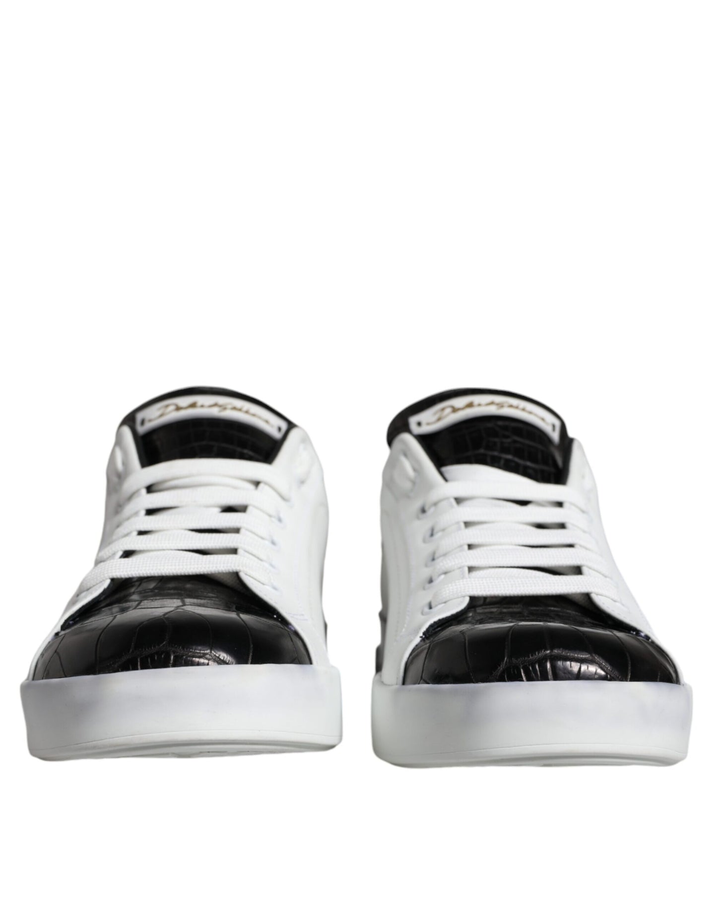 Black Leather Logo Portofino Sneaker Shoes - The Luxe Alliance