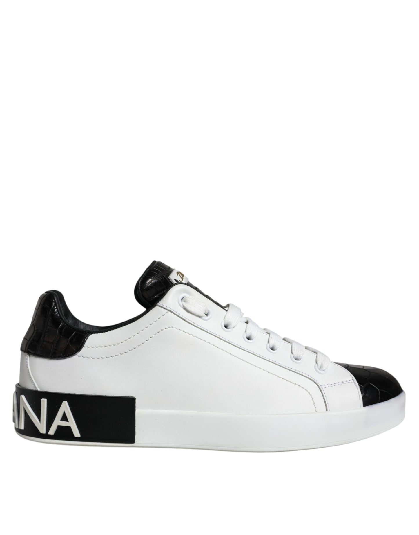 Black Leather Logo Portofino Sneaker Shoes - The Luxe Alliance