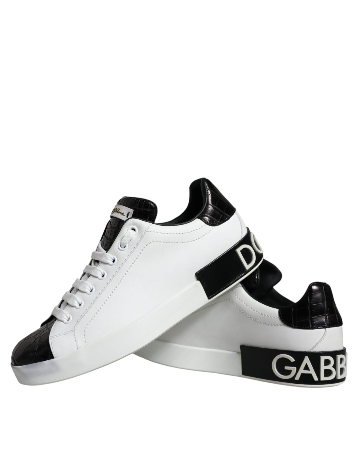 Black Leather Logo Portofino Sneaker Shoes - The Luxe Alliance