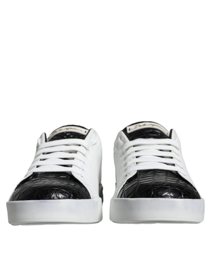 Black Leather Logo Portofino Sneaker Shoes - The Luxe Alliance