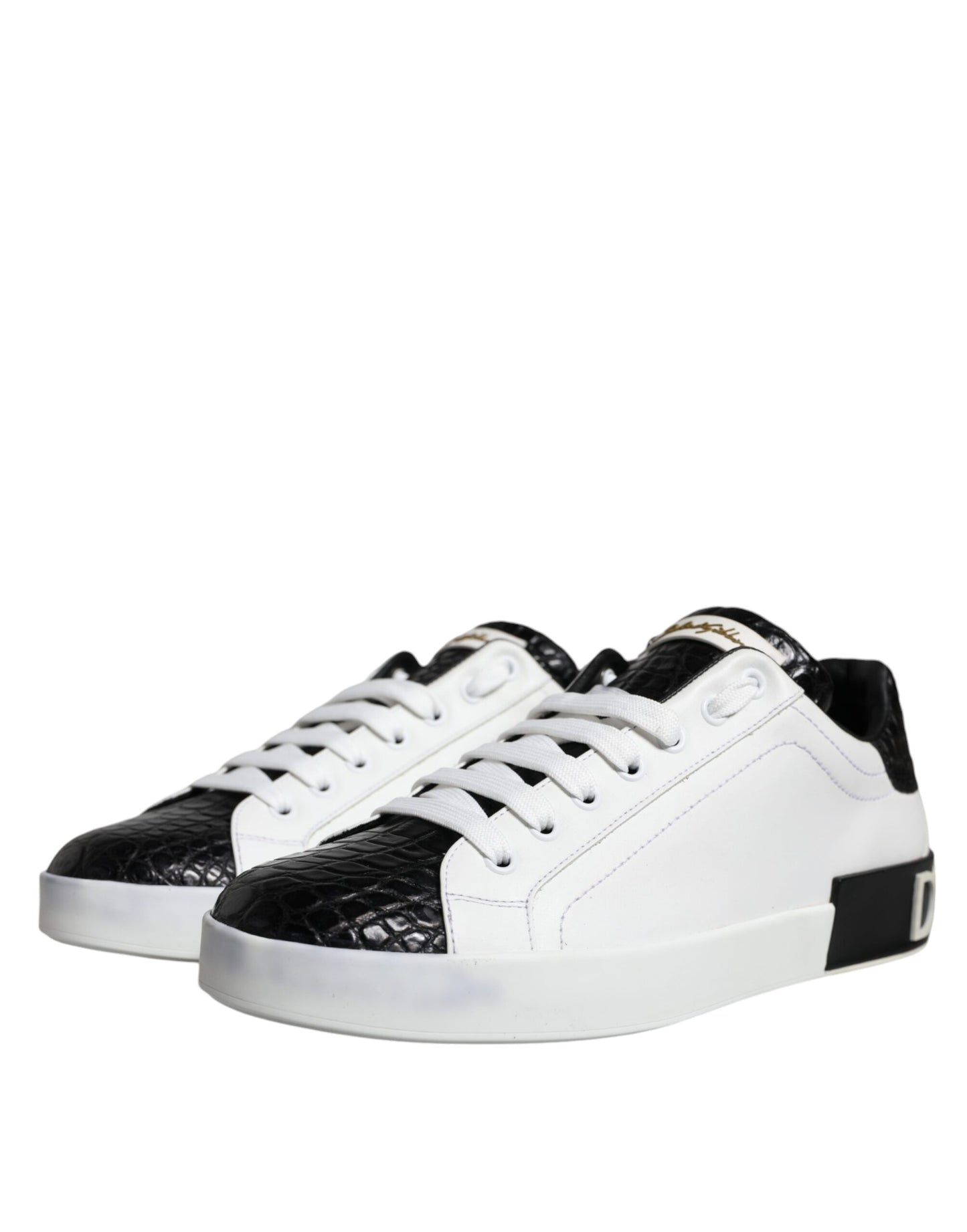 Black Leather Logo Portofino Sneaker Shoes - The Luxe Alliance