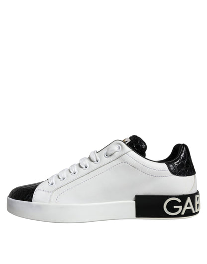 Black Leather Logo Portofino Sneaker Shoes - The Luxe Alliance