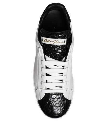 Black Leather Logo Portofino Sneaker Shoes - The Luxe Alliance