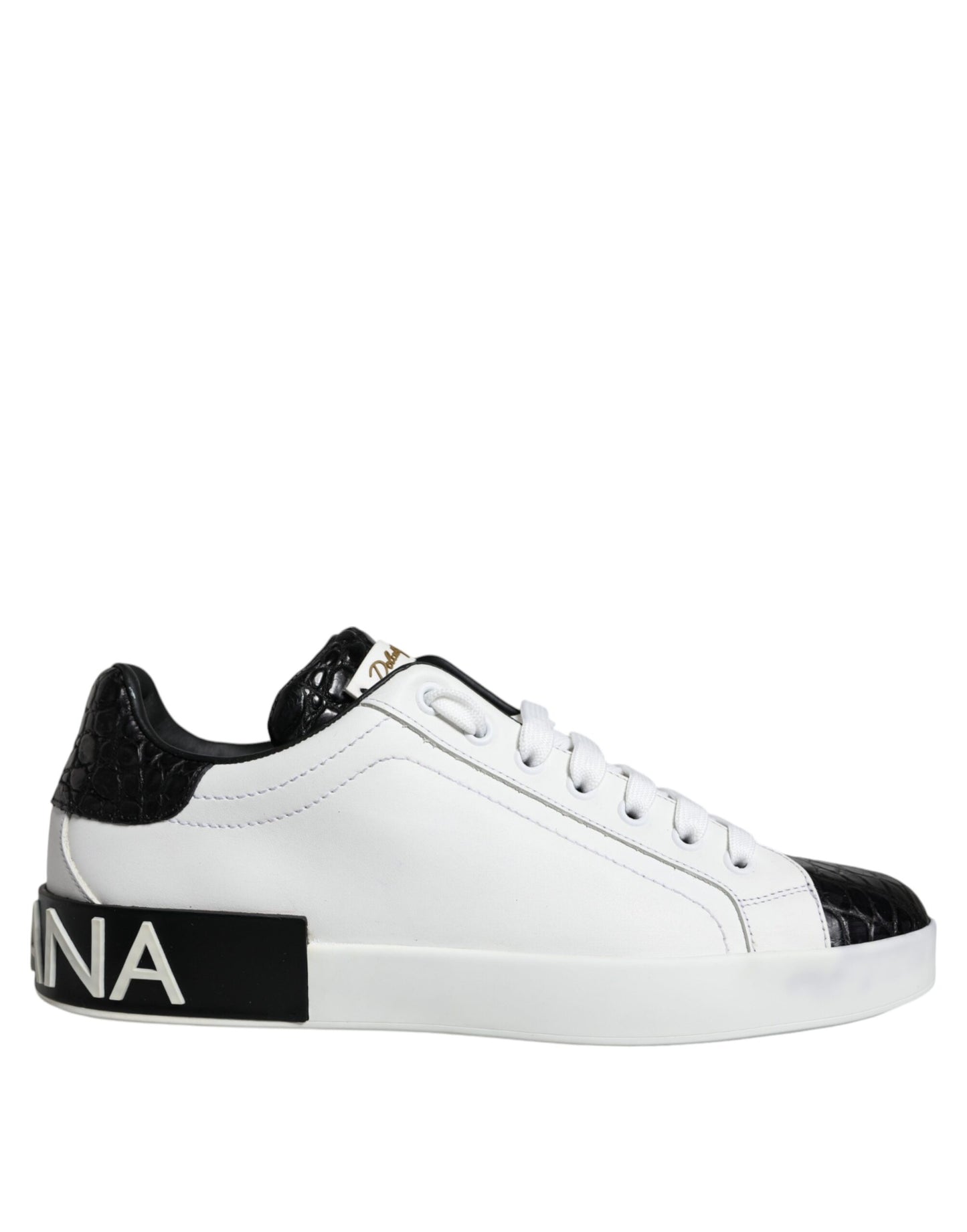 Black Leather Logo Portofino Sneaker Shoes - The Luxe Alliance